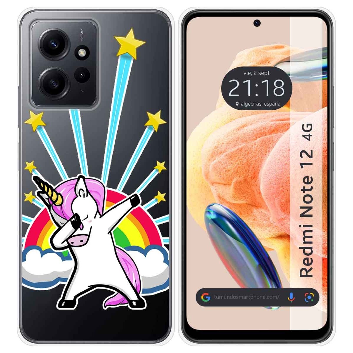 Funda Silicona Transparente compatible con Xiaomi Redmi Note 12 4G diseño Unicornio Dibujos