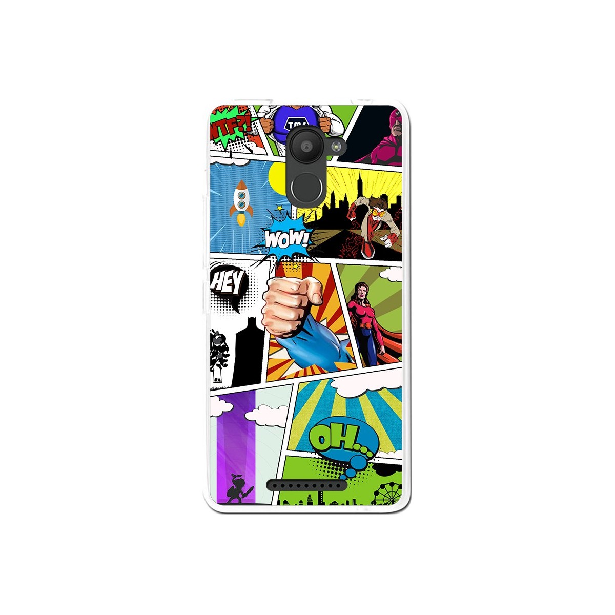 Funda Gel Tpu para Bq Aquaris U Plus Diseño Comic Dibujos