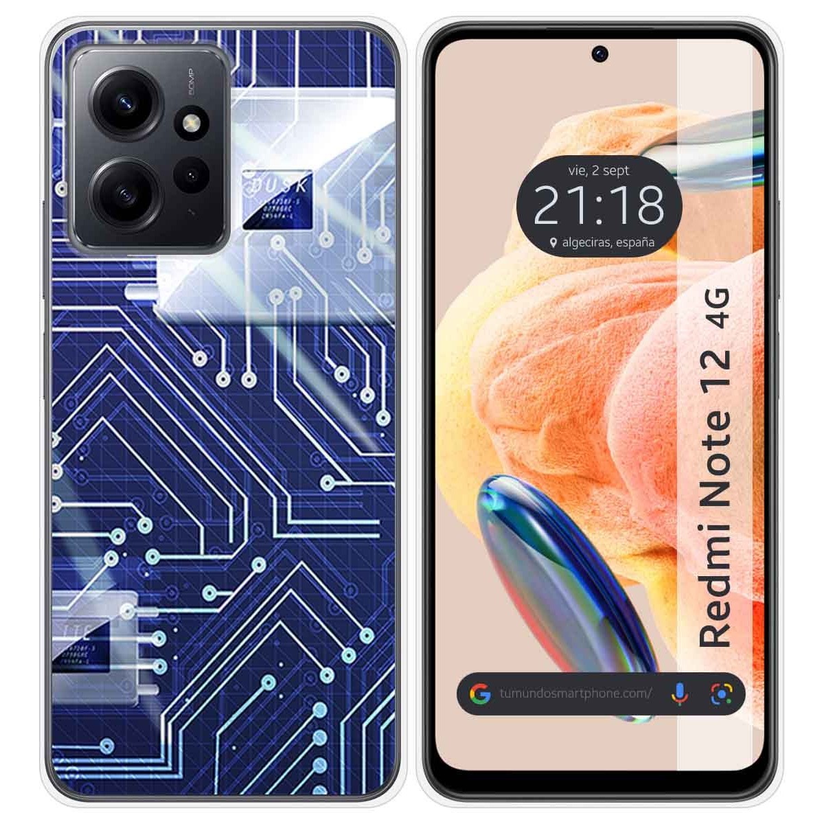 Funda Silicona compatible con Xiaomi Redmi Note 12 4G diseño Circuito Dibujos