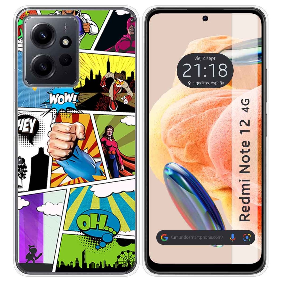 Funda Silicona compatible con Xiaomi Redmi Note 12 4G diseño Comic Dibujos