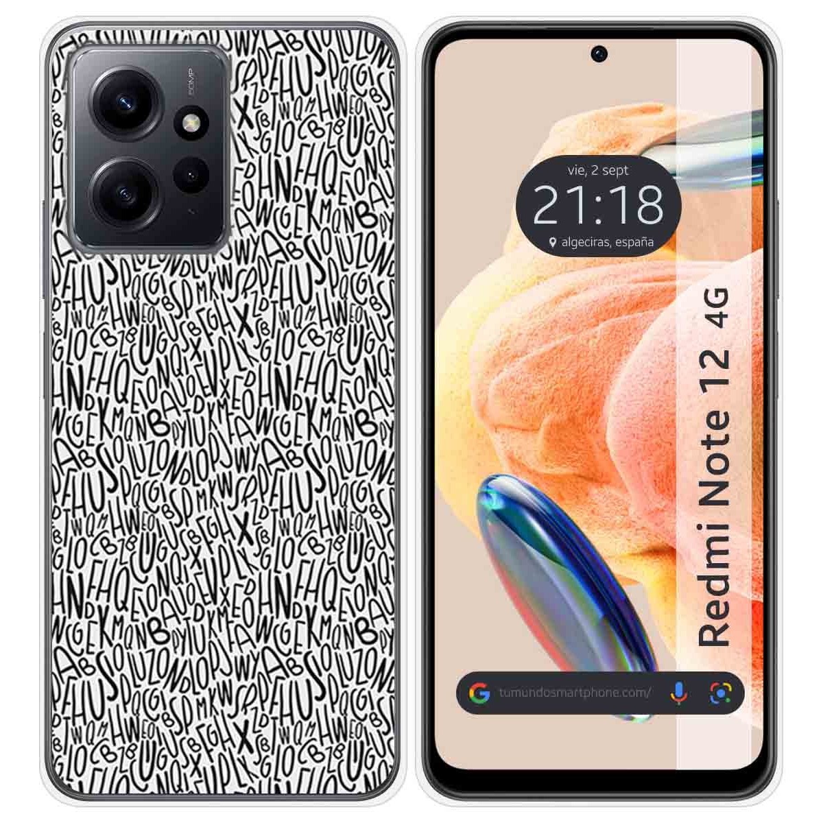 Funda Silicona compatible con Xiaomi Redmi Note 12 4G diseño Letras Dibujos