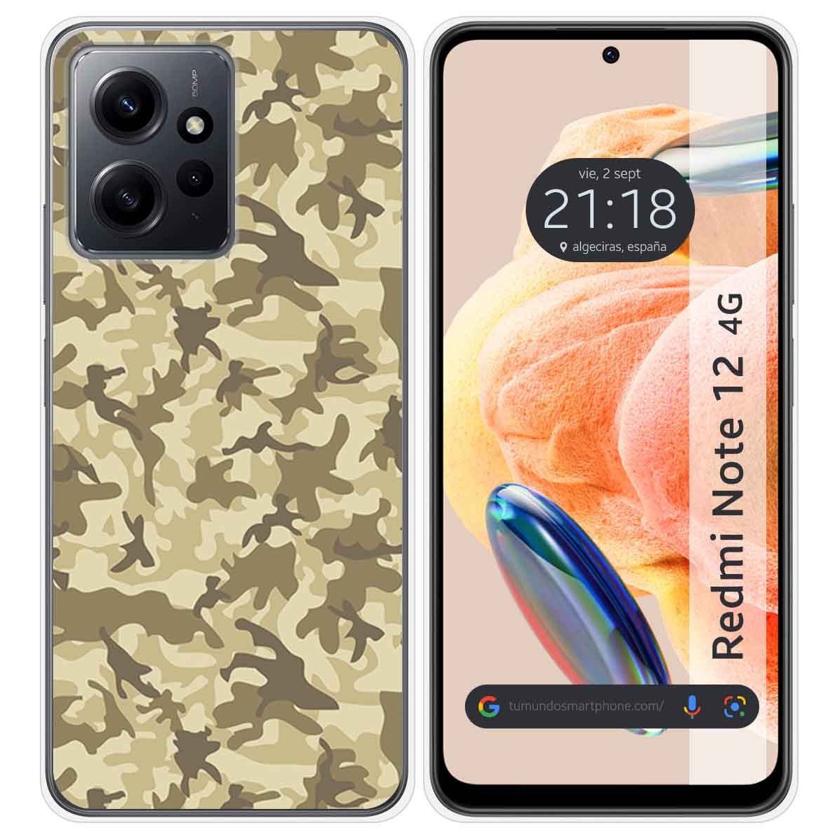 Funda Silicona compatible con Xiaomi Redmi Note 12 4G diseño Sand Camuflaje Dibujos