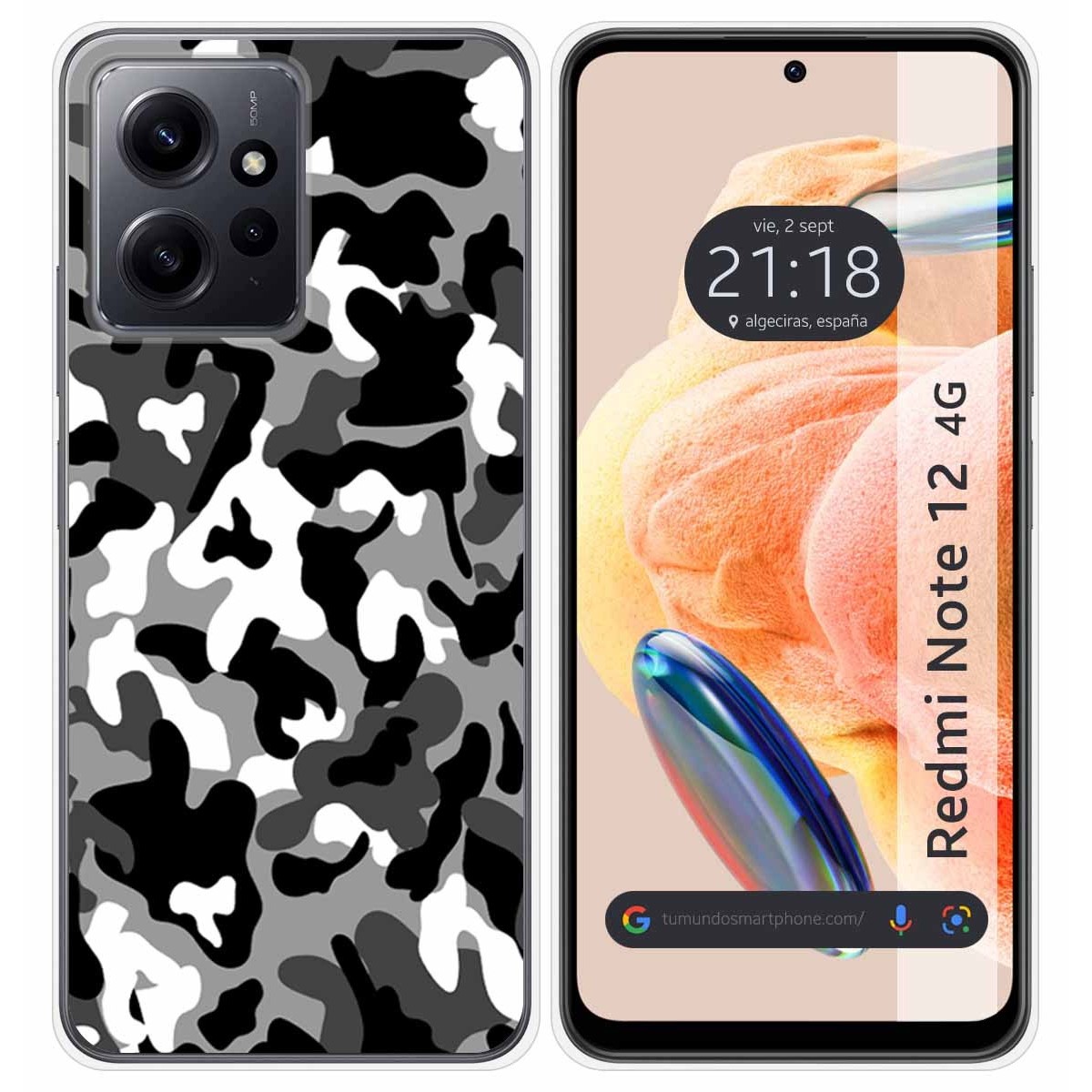 Funda Silicona compatible con Xiaomi Redmi Note 12 4G diseño Snow Camuflaje Dibujos