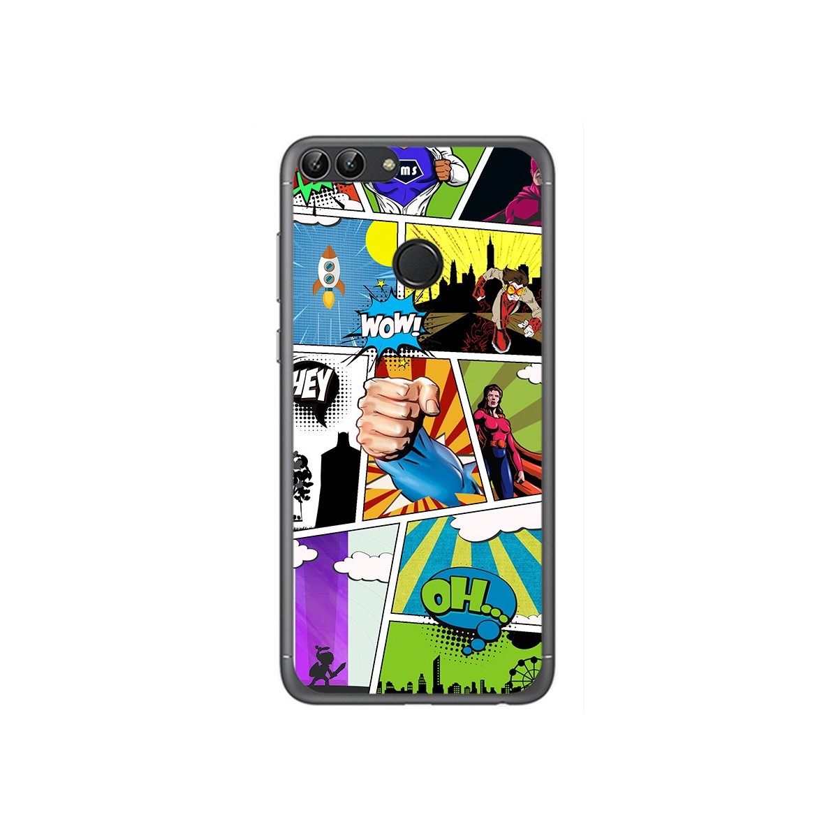 Funda Gel Tpu para Huawei P Smart Diseño Comic Dibujos