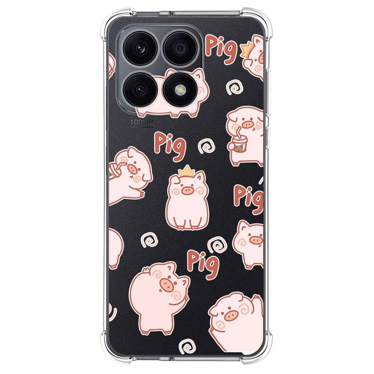 Funda Silicona Antigolpes para Huawei Honor X7a diseño Cerdos Dibujos