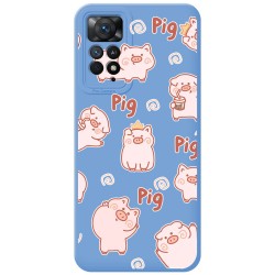 Funda Silicona Líquida Azul compatible con Xiaomi Redmi Note 12 Pro 4G diseño Cerdos Dibujos