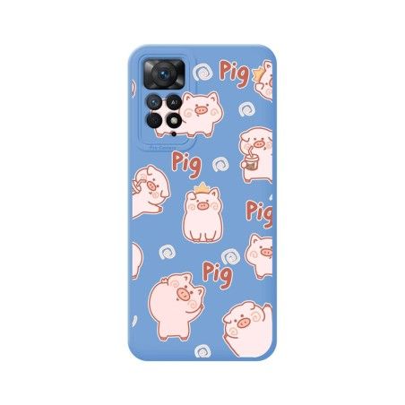 Funda Silicona Líquida Azul compatible con Xiaomi Redmi Note 12 Pro 4G diseño Cerdos Dibujos