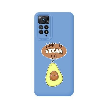 Funda Silicona Líquida Azul compatible con Xiaomi Redmi Note 12 Pro 4G diseño Vegan Life Dibujos