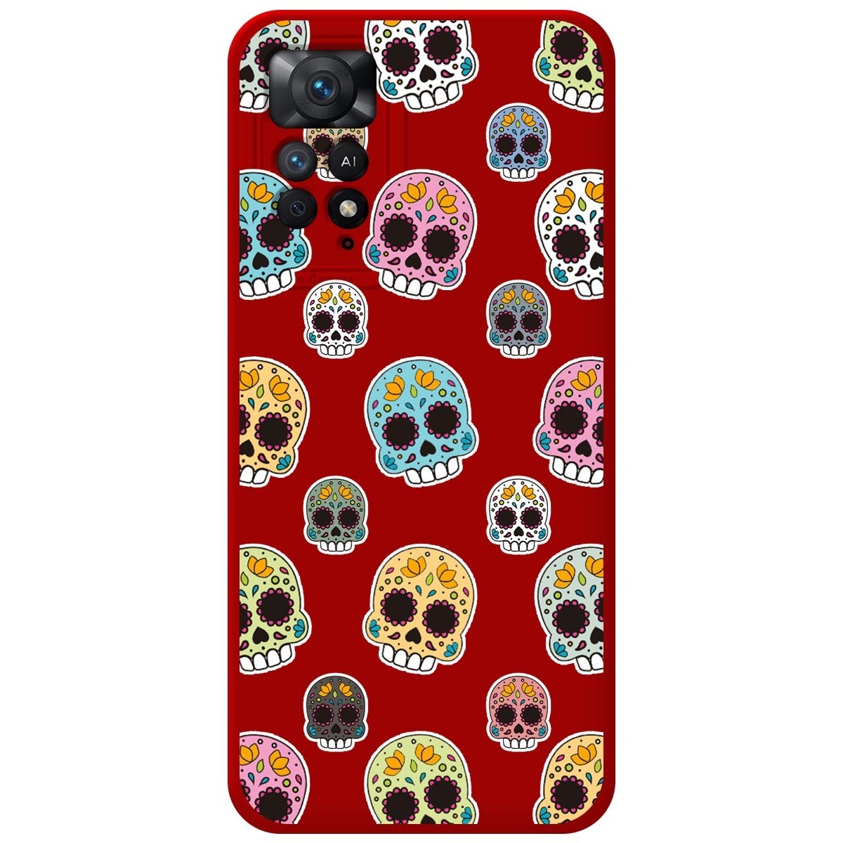Funda Silicona Líquida Roja compatible con Xiaomi Redmi Note 12 Pro 4G diseño Catrina Dibujos