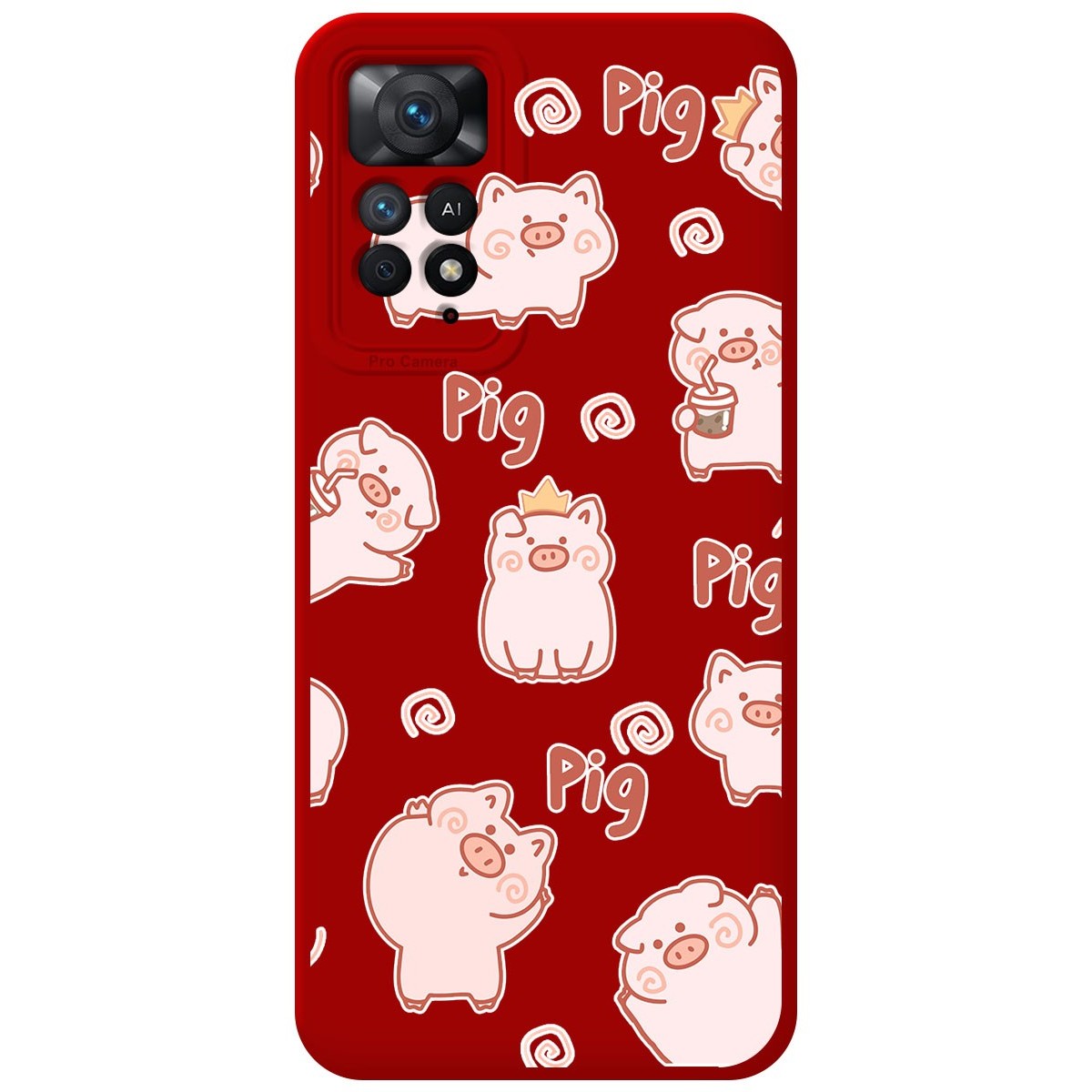 Funda Silicona Líquida Roja para Xiaomi Redmi Note 12 Pro 4G diseño Cerdos Dibujos