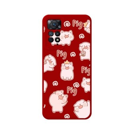 Funda Silicona Líquida Roja compatible con Xiaomi Redmi Note 12 Pro 4G diseño Cerdos Dibujos