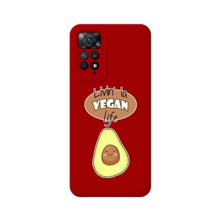 Funda Silicona Líquida Roja compatible con Xiaomi Redmi Note 12 Pro 4G diseño Vegan Life Dibujos