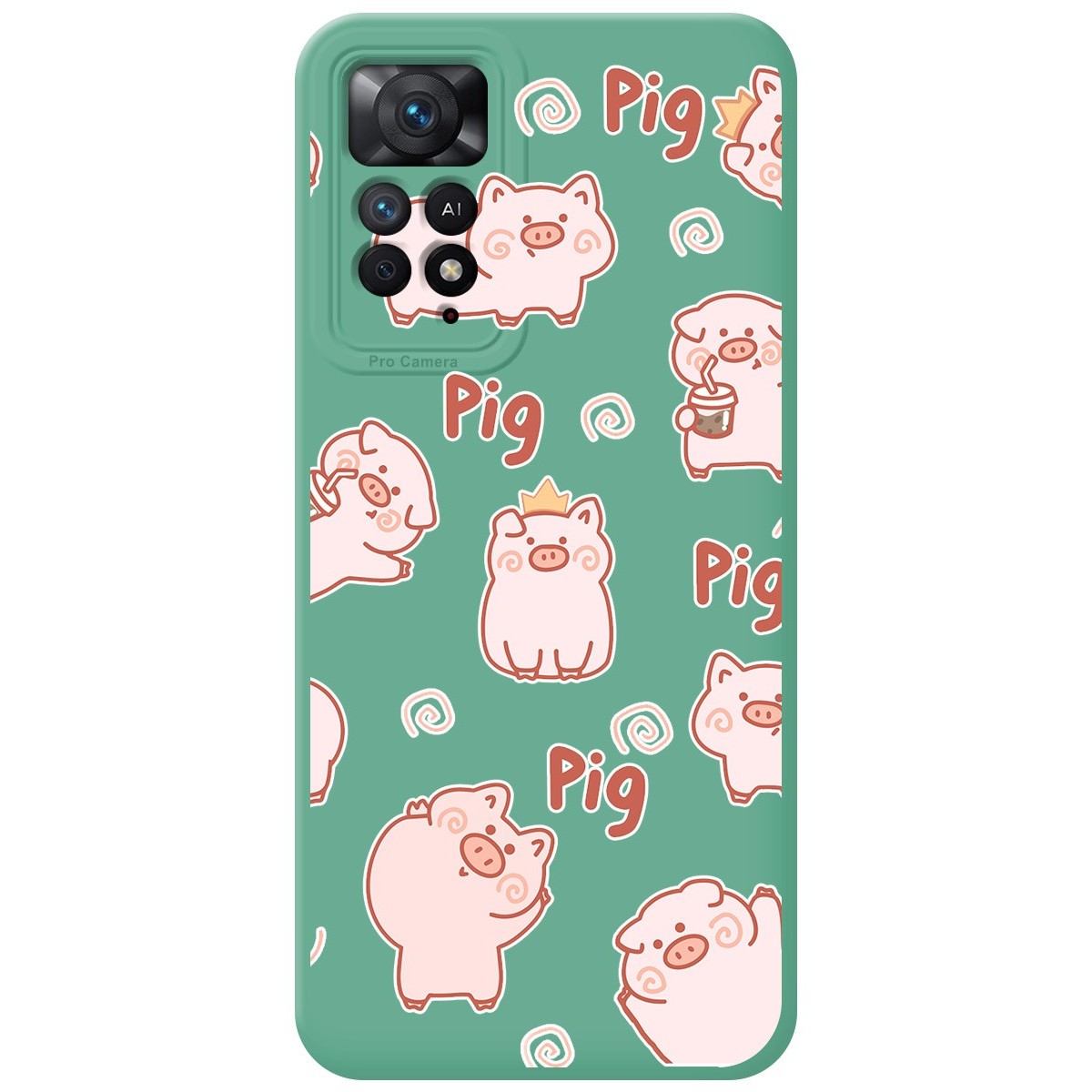 Funda Silicona Líquida Verde para Xiaomi Redmi Note 12 Pro 4G diseño Cerdos Dibujos