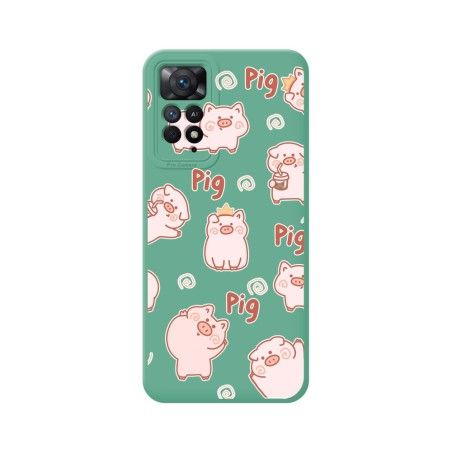 Funda Silicona Líquida Verde compatible con Xiaomi Redmi Note 12 Pro 4G diseño Cerdos Dibujos