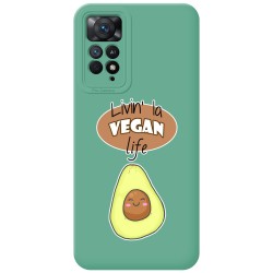 Funda Silicona Líquida Verde para Xiaomi Redmi Note 12 Pro 4G diseño Vegan Life Dibujos