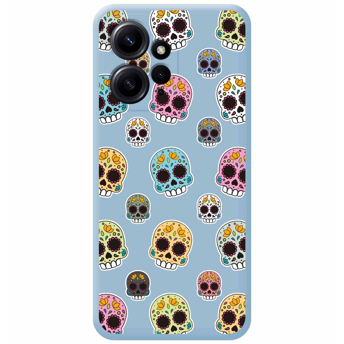 Funda Silicona Líquida Azul compatible con Xiaomi Redmi Note 12 4G diseño Catrina Dibujos