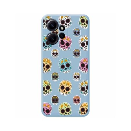 Funda Silicona Líquida Azul compatible con Xiaomi Redmi Note 12 4G diseño Catrina Dibujos