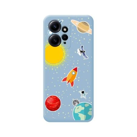 Funda Silicona Líquida Azul compatible con Xiaomi Redmi Note 12 4G diseño Espacio Dibujos