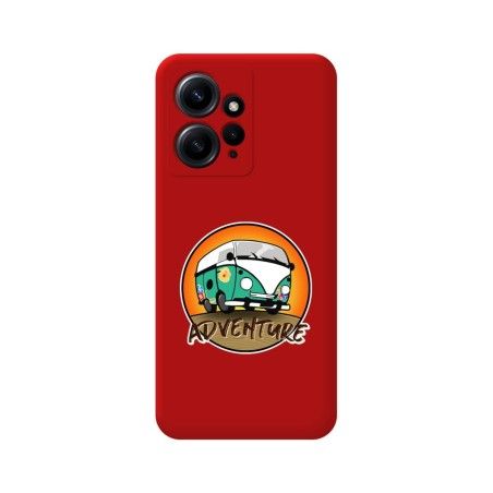 Funda Silicona Líquida Roja compatible con Xiaomi Redmi Note 12 4G diseño Adventure Dibujos