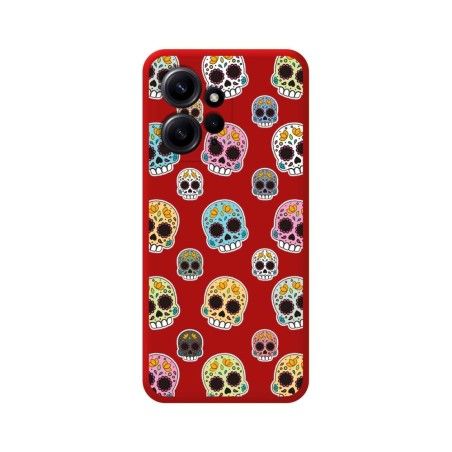 Funda Silicona Líquida Roja compatible con Xiaomi Redmi Note 12 4G diseño Catrina Dibujos