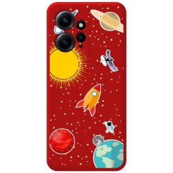 Funda Silicona Líquida Roja compatible con Xiaomi Redmi Note 12 4G diseño Espacio Dibujos