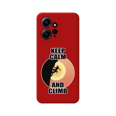 Funda Silicona Líquida Roja compatible con Xiaomi Redmi Note 12 4G diseño Mujer Escalada Dibujos