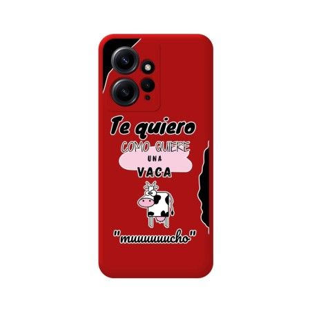 Funda Silicona Líquida Roja compatible con Xiaomi Redmi Note 12 4G diseño Vaca Dibujos