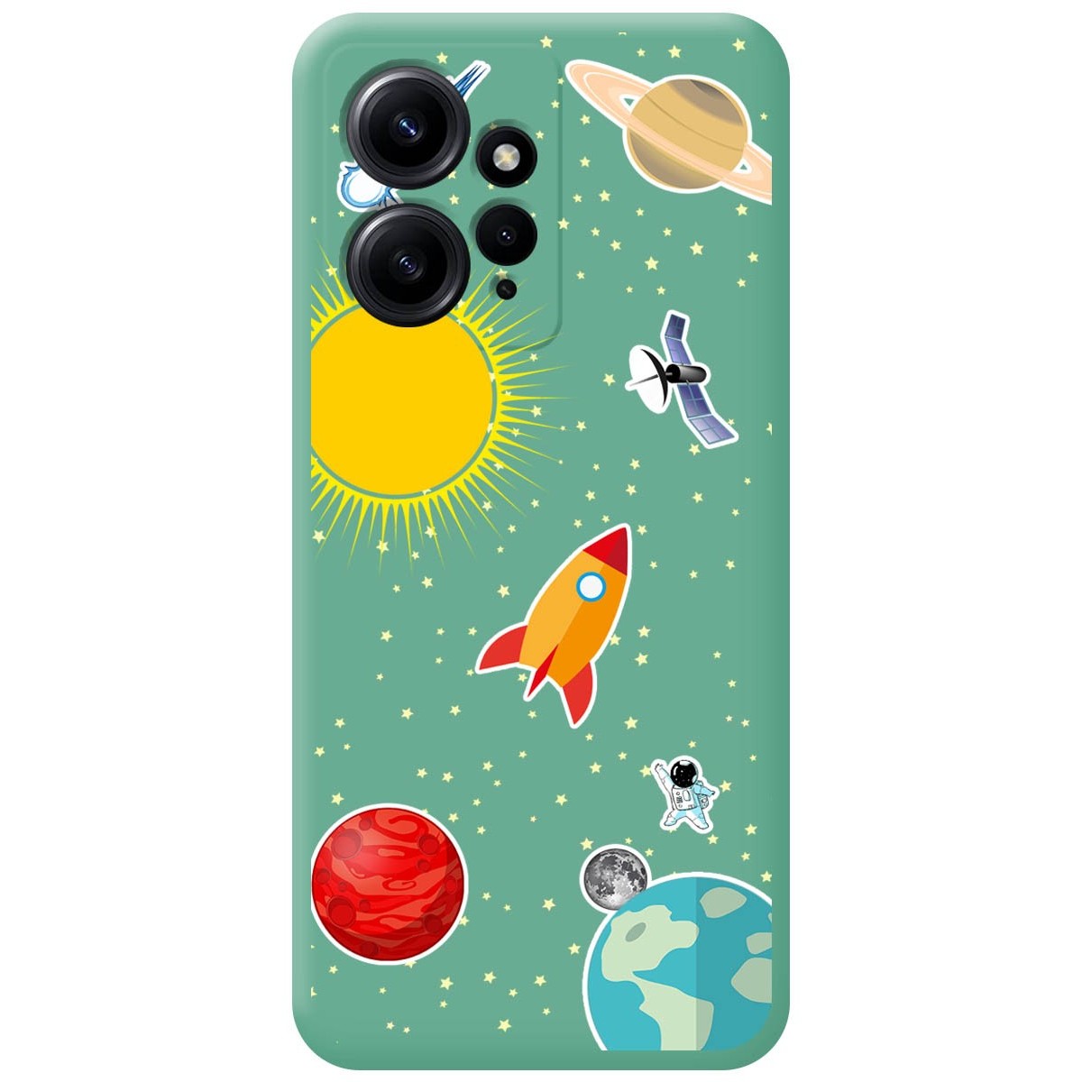 Funda Silicona Líquida Verde compatible con Xiaomi Redmi Note 12 4G diseño Espacio Dibujos