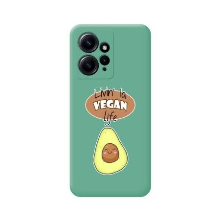Funda Silicona Líquida Verde compatible con Xiaomi Redmi Note 12 4G diseño Vegan Life Dibujos