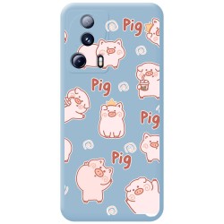 Funda Silicona Líquida Azul compatible con Xiaomi 13 Lite 5G diseño Cerdos Dibujos
