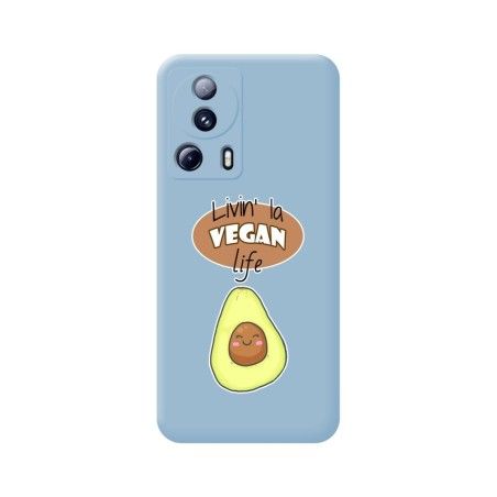 Funda Silicona Líquida Azul compatible con Xiaomi 13 Lite 5G diseño Vegan Life Dibujos