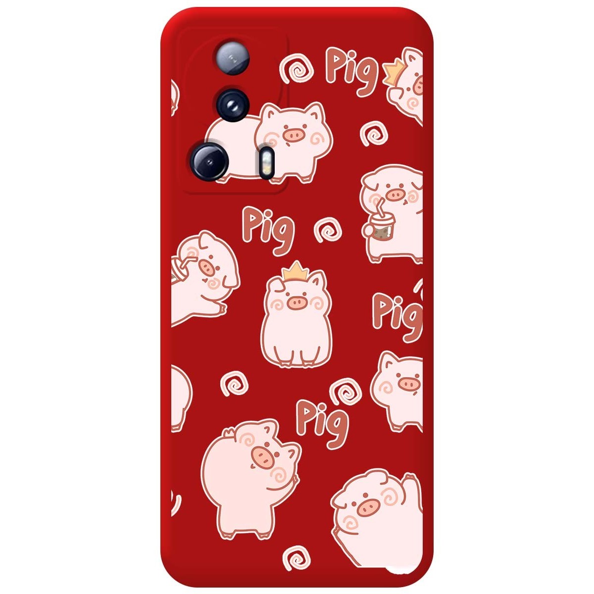 Funda Silicona Líquida Roja para Xiaomi 13 Lite 5G diseño Cerdos Dibujos
