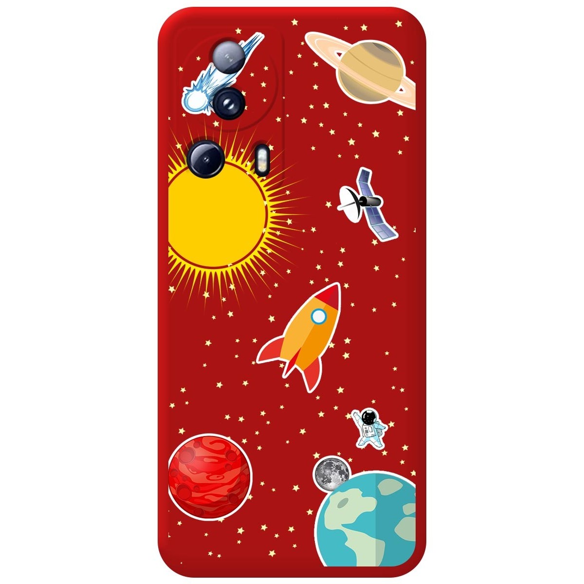 Funda Silicona Líquida Roja compatible con Xiaomi 13 Lite 5G diseño Espacio Dibujos