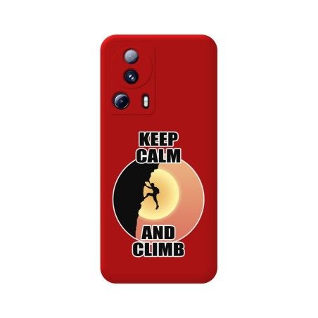 Funda Silicona Líquida Roja compatible con Xiaomi 13 Lite 5G diseño Hombre Escalada Dibujos