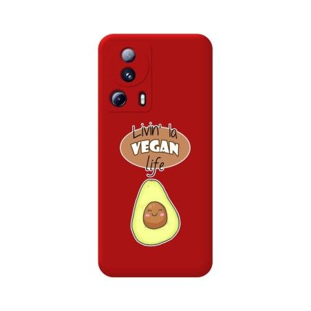 Funda Silicona Líquida Roja compatible con Xiaomi 13 Lite 5G diseño Vegan Life Dibujos