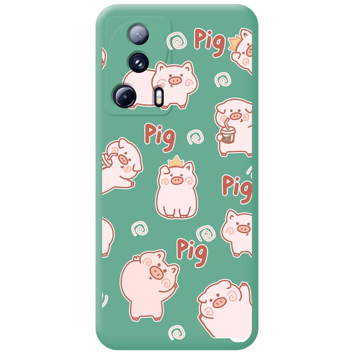 Funda Silicona Líquida Verde para Xiaomi 13 Lite 5G diseño Cerdos Dibujos