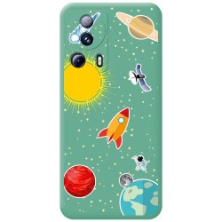Funda Silicona Líquida Verde compatible con Xiaomi 13 Lite 5G diseño Espacio Dibujos
