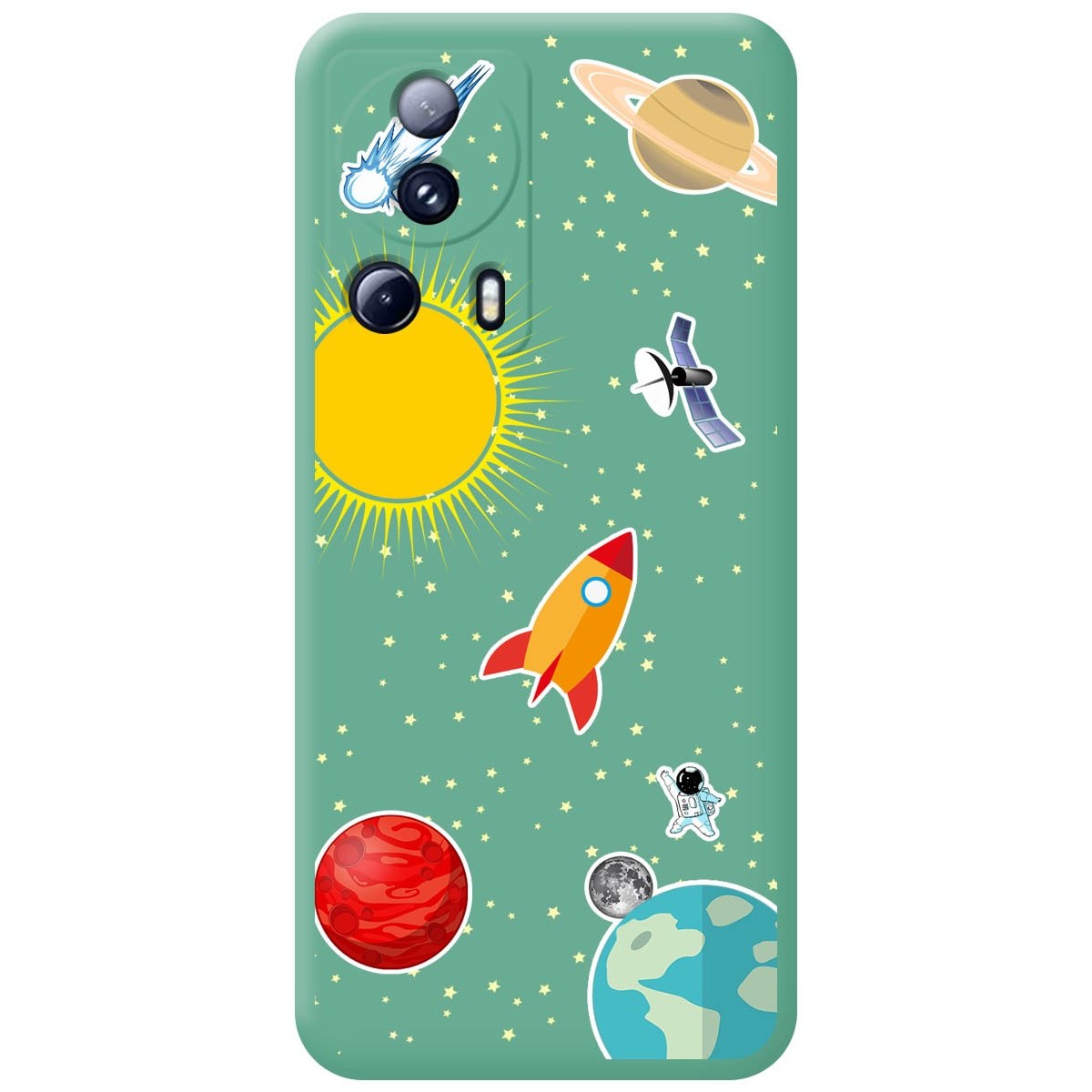 Funda Silicona Líquida Verde compatible con Xiaomi 13 Lite 5G diseño Espacio Dibujos