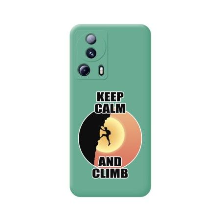 Funda Silicona Líquida Verde compatible con Xiaomi 13 Lite 5G diseño Hombre Escalada Dibujos
