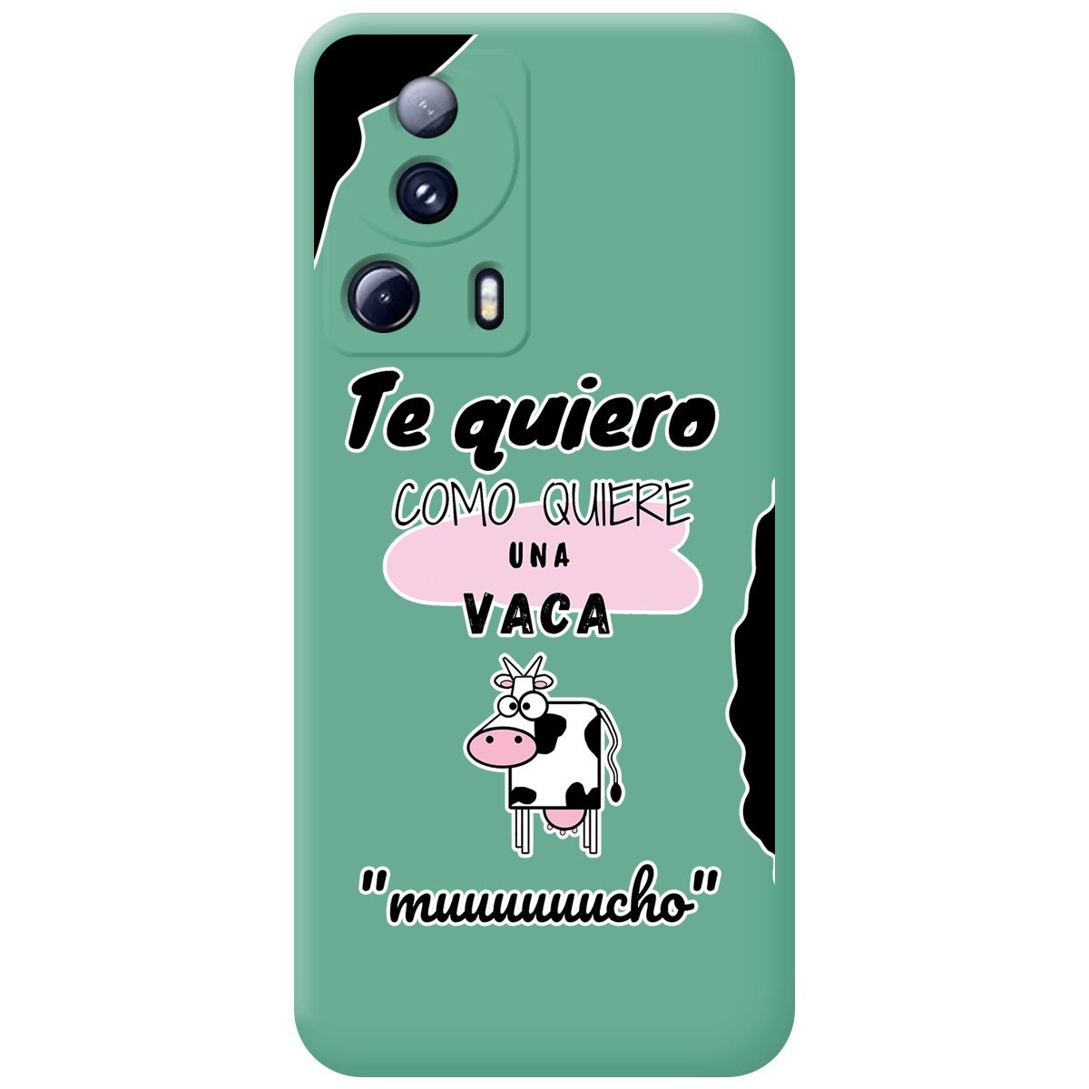 Funda Silicona Líquida Verde compatible con Xiaomi 13 Lite 5G diseño Vaca Dibujos
