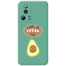 Funda Silicona Líquida Verde compatible con Xiaomi 13 Lite 5G diseño Vegan Life Dibujos