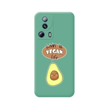 Funda Silicona Líquida Verde compatible con Xiaomi 13 Lite 5G diseño Vegan Life Dibujos