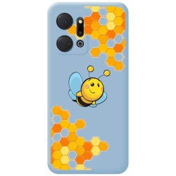 Funda Silicona Líquida Azul para Huawei Honor X7a diseño Abeja Dibujos