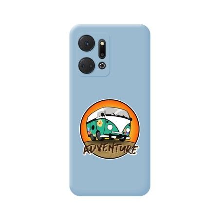 Funda Silicona Líquida Azul para Huawei Honor X7a diseño Adventure Dibujos