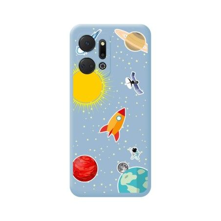 Funda Silicona Líquida Azul para Huawei Honor X7a diseño Espacio Dibujos