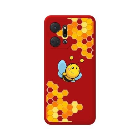 Funda Silicona Líquida Roja para Huawei Honor X7a diseño Abeja Dibujos