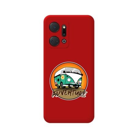 Funda Silicona Líquida Roja para Huawei Honor X7a diseño Adventure Dibujos