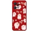 Funda Silicona Líquida Roja para Huawei Honor X7a diseño Cerdos Dibujos