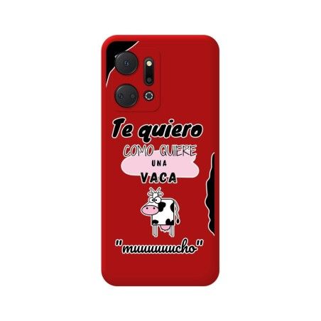 Funda Silicona Líquida Roja para Huawei Honor X7a diseño Vaca Dibujos