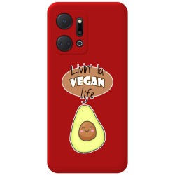 Funda Silicona Líquida Roja para Huawei Honor X7a diseño Vegan Life Dibujos